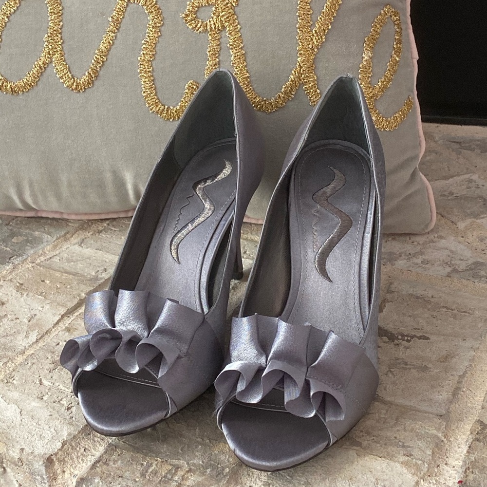 Nina Gray Satin Opentoe High Heels